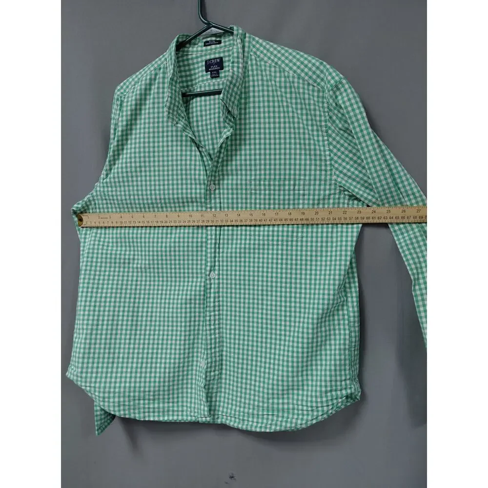 J.Crew Slim Untucked Green Gingham Button-Up Shirt Men Size XXL